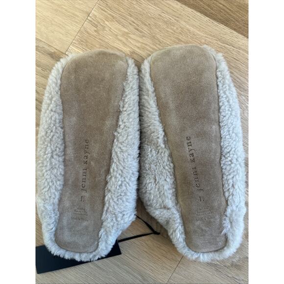 Jenni Kayne Moroccan Suede Slippers Size Large Color Smoke NWT NEW Furry Fluffy - Picture 4 of 4
